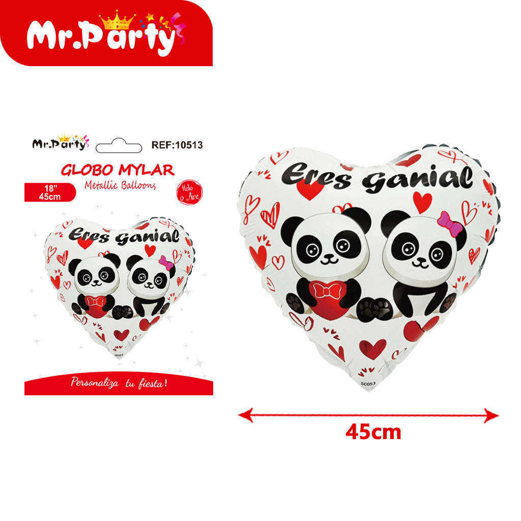 Globo de aluminio con forma de corazón en español (12paquetes)
