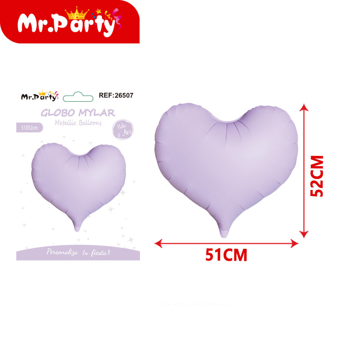 Globo Mylar Corazón 51x52 cm Metálico | Helio o Aire | Varios Colores 💖