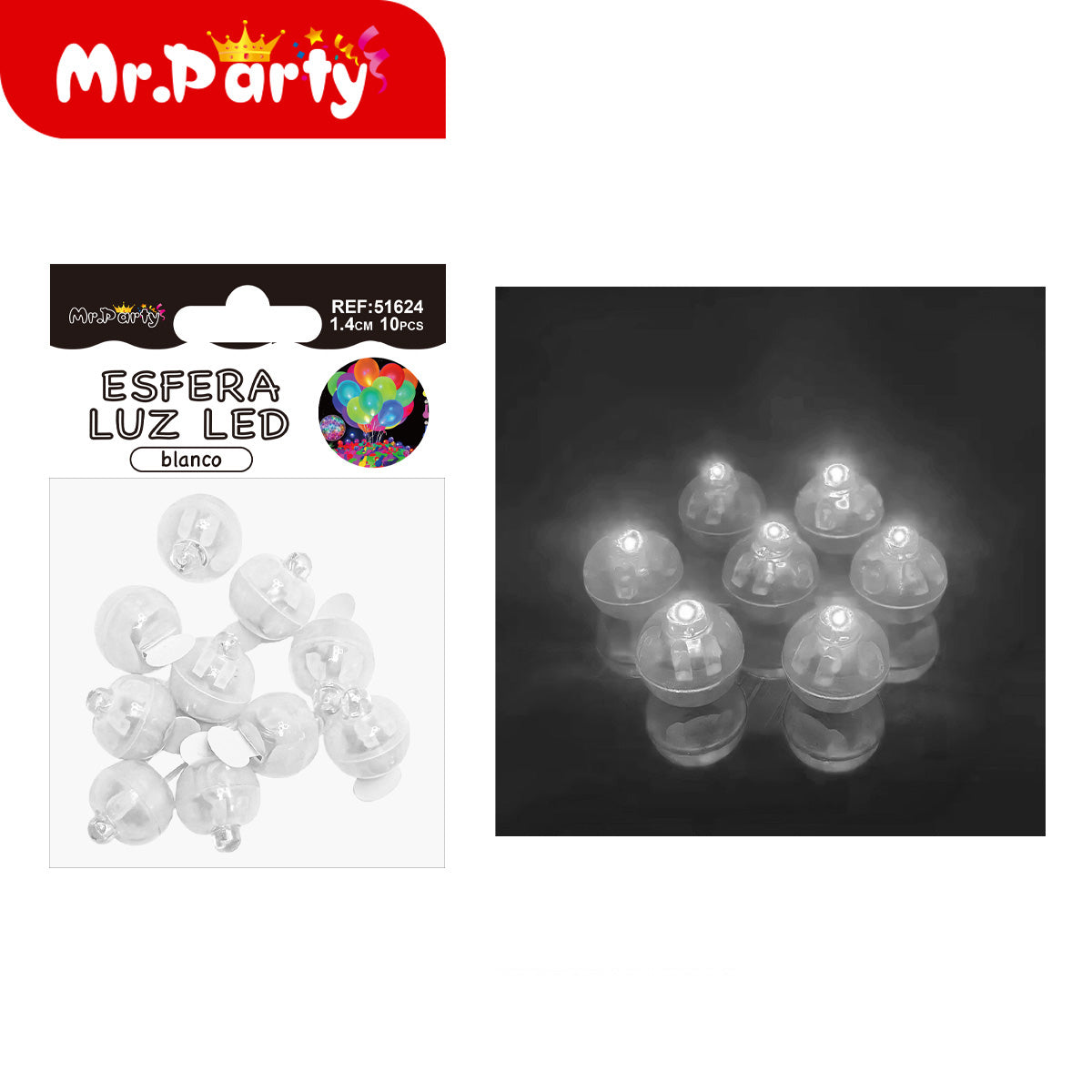 💡 Esfera luz LED decorativa para globos en presentación de 10 piezas para fiestas y eventos