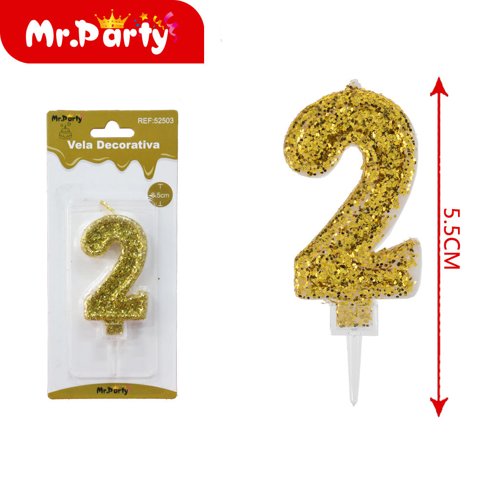 Vela Decorativa de numero con Brillo Mr. Party