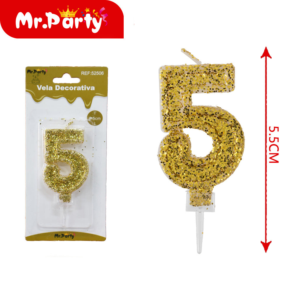 Vela Decorativa de numero con Brillo Mr. Party