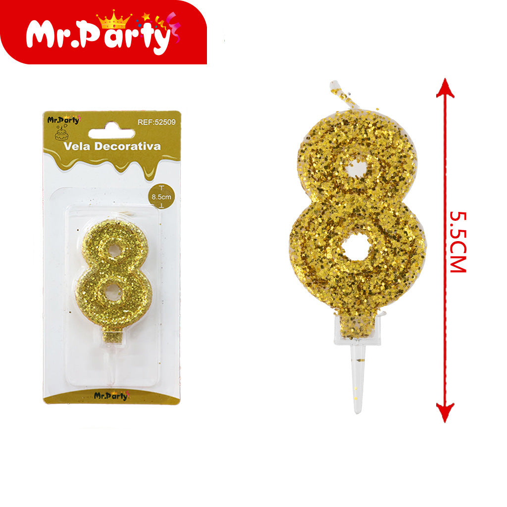 Vela Decorativa de numero con Brillo Mr. Party