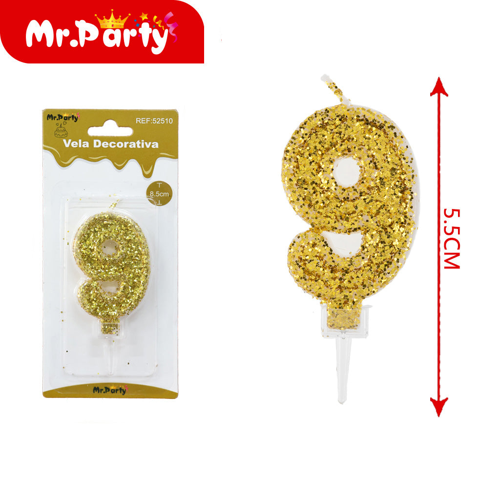 Vela Decorativa de numero con Brillo Mr. Party
