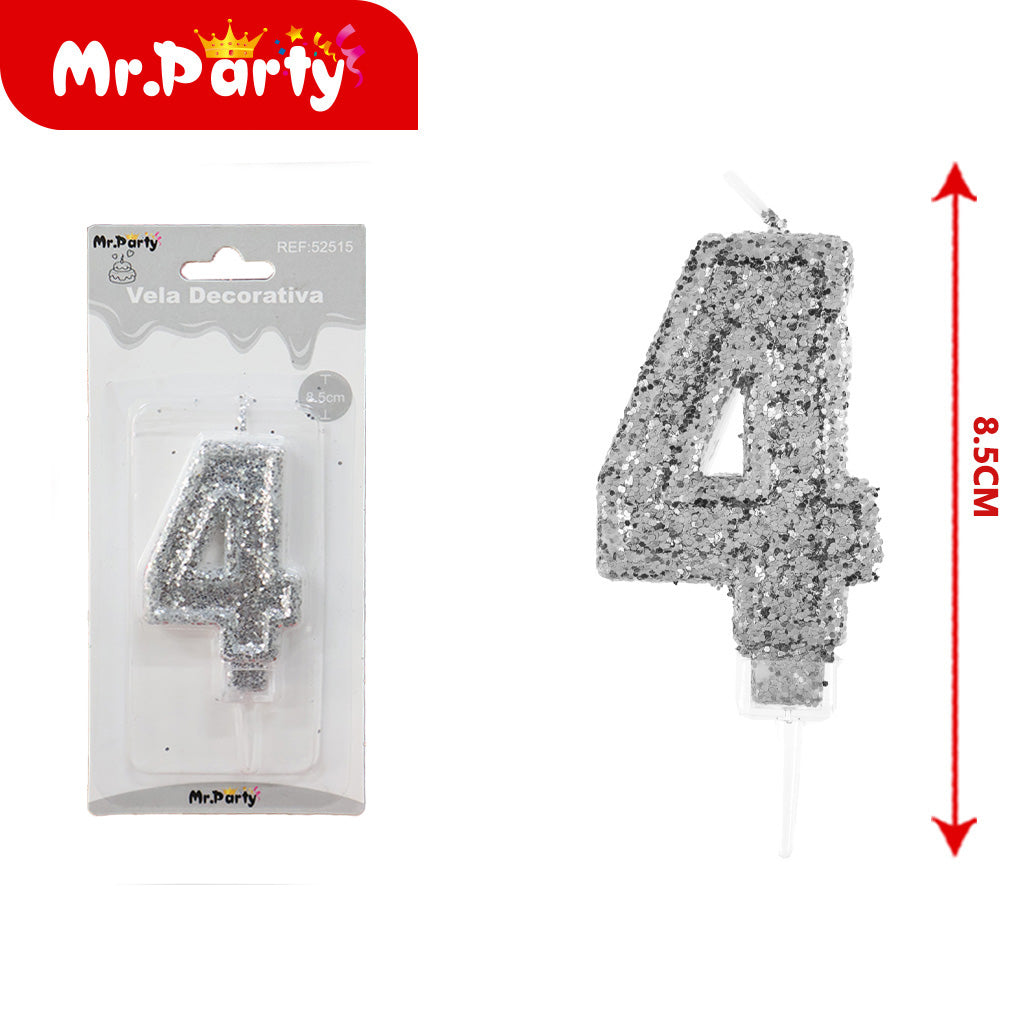 Vela Decorativa de numero con Brillo Mr. Party