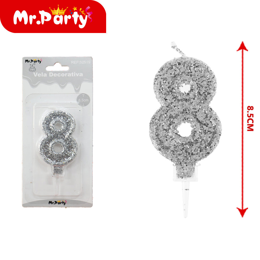 Vela Decorativa de numero con Brillo Mr. Party