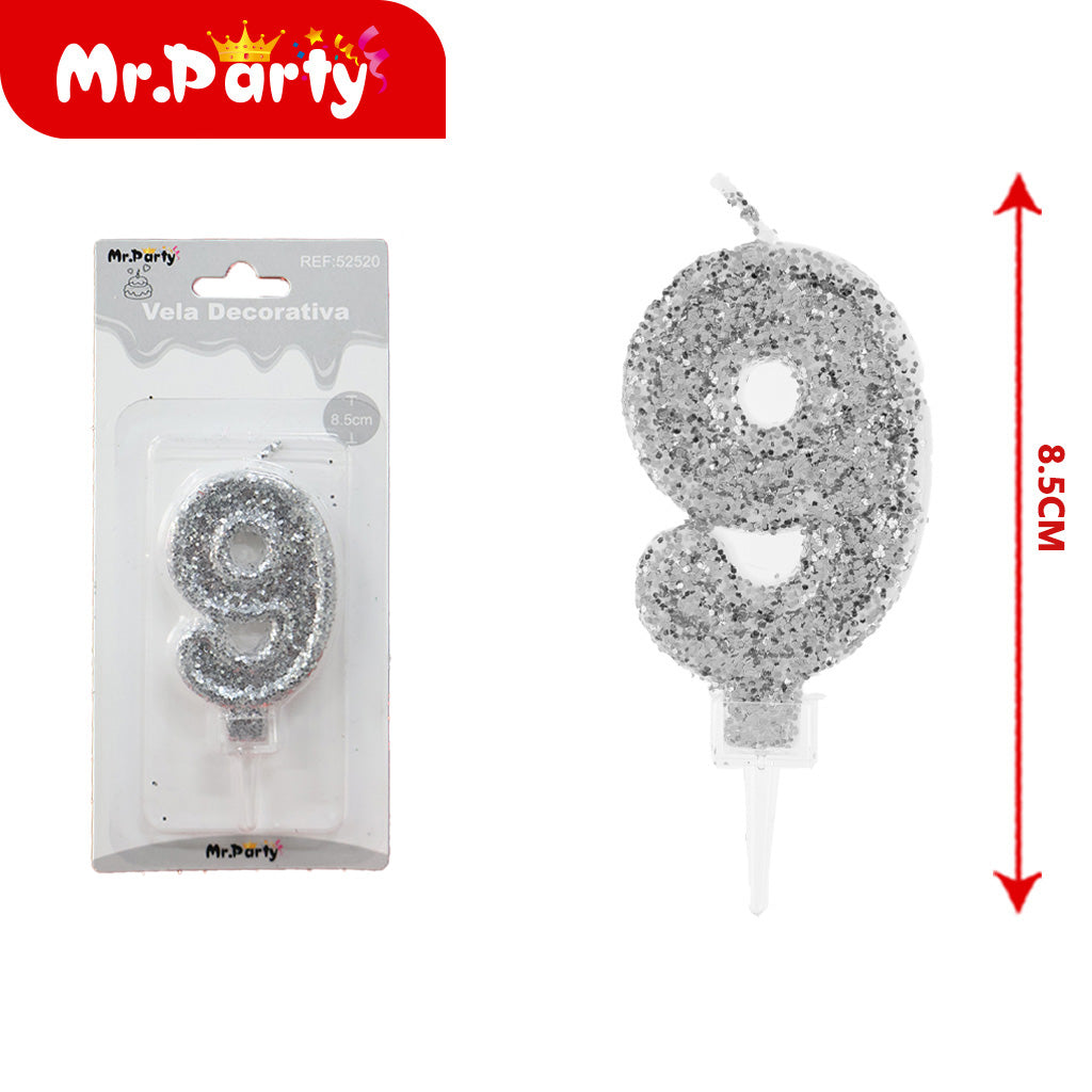 Vela Decorativa de numero con Brillo Mr. Party