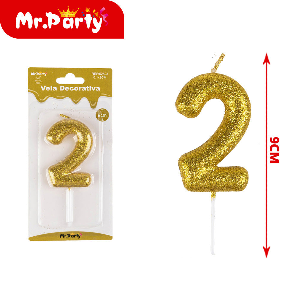 Vela Decorativa de numero con Brillo Mr. Party