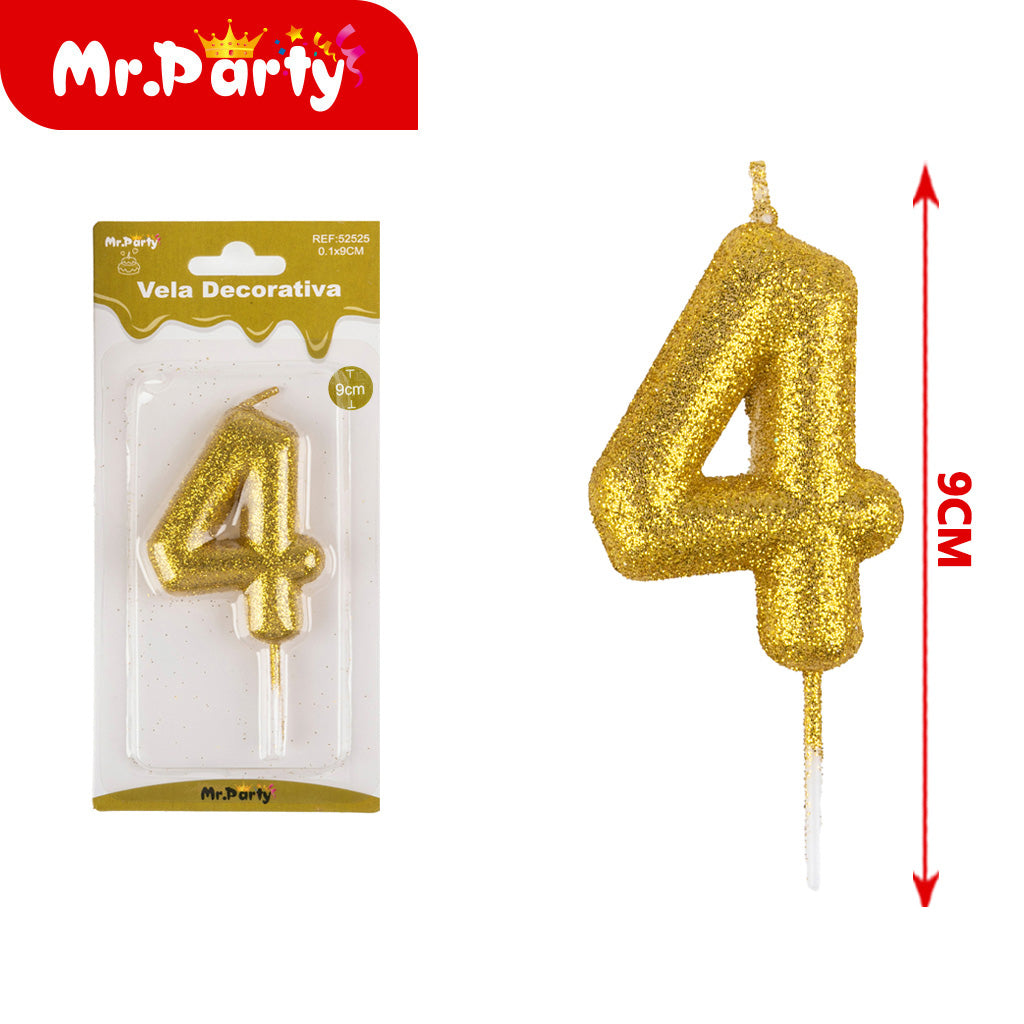 Vela Decorativa de numero con Brillo Mr. Party