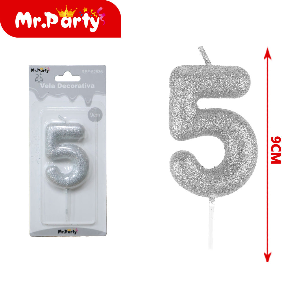 Vela Decorativa de numero con Brillo Mr. Party