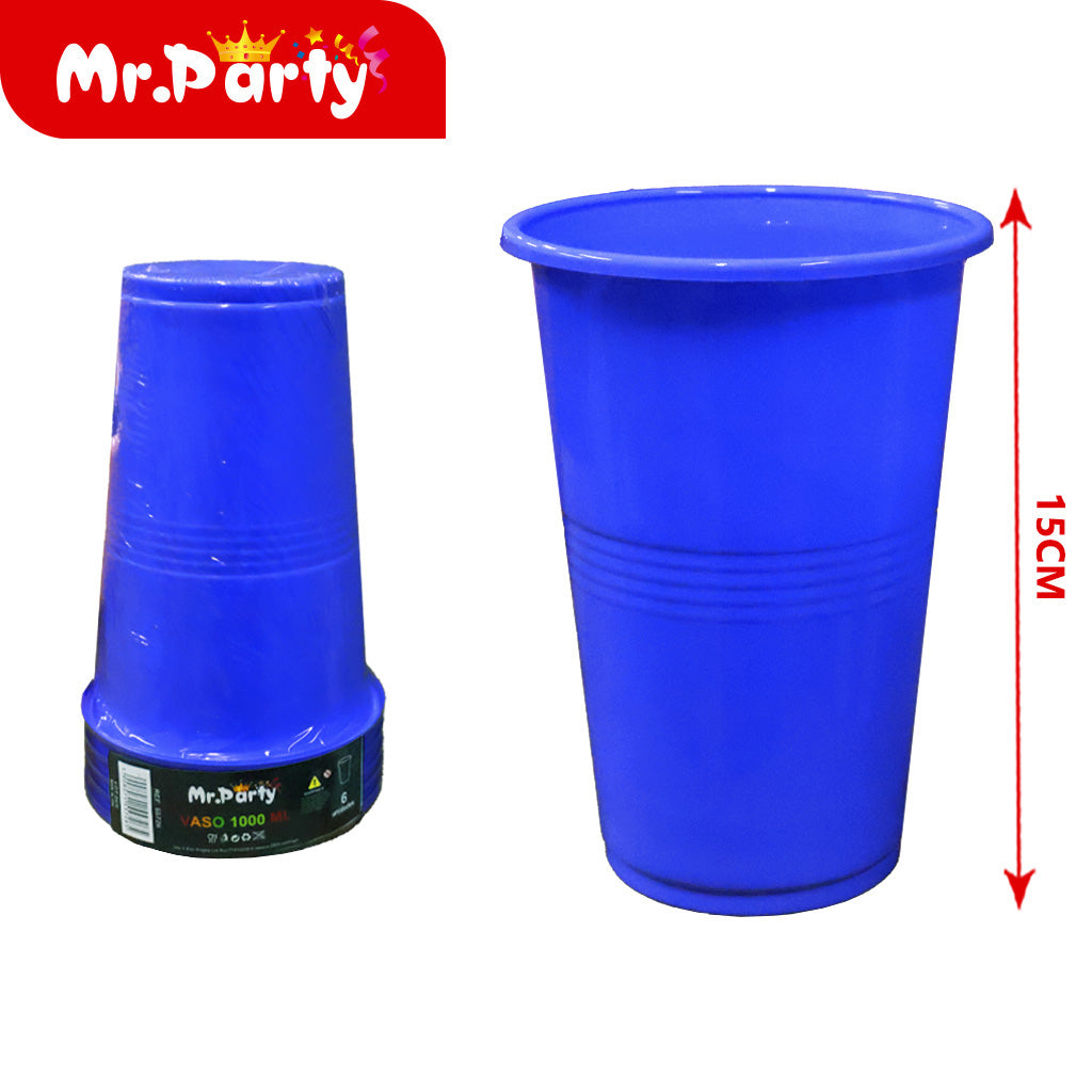 Vasos de plástico de 34 oz (1000 ml) (6 piezas) azul oscuro (12paquetes)