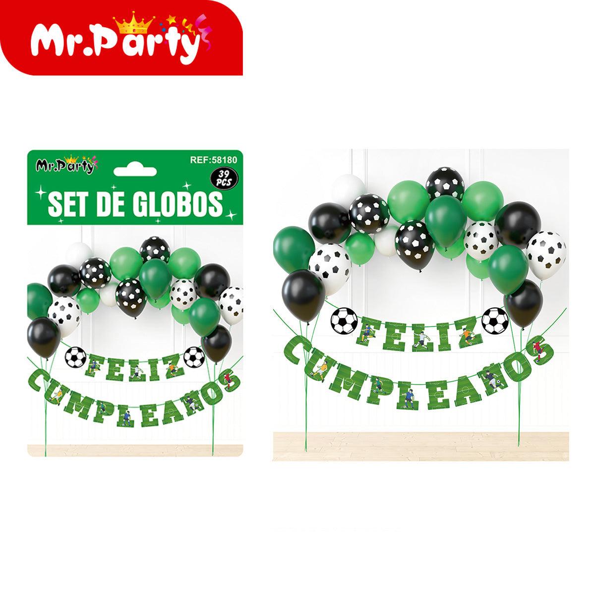 🎈✨ Kit Decoración Cumpleaños Set de Globos + Banner “Feliz Cumpleaños” | Mr. Party