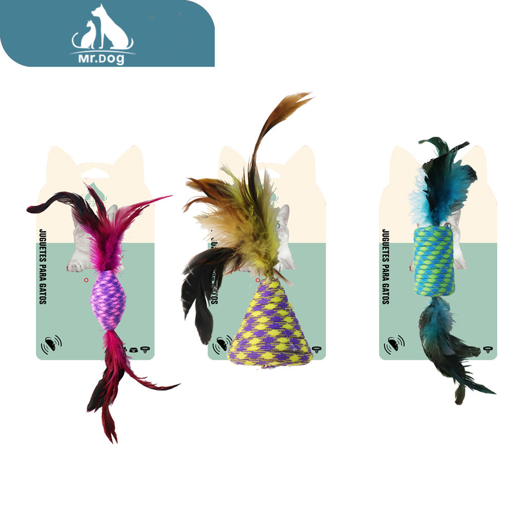 Juguete para gato de cuerda de colores paq. con 12 pzas