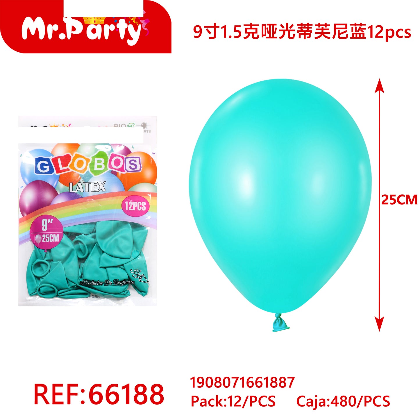 12 piezas de azul tiffany mate de 9 pulgadas y 15 g (12paquetes)