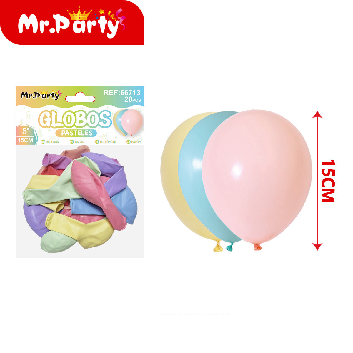 Globos Pastel 5” (15cm) Mr. Party | Paquete 20 pzas | Decoración para Arcos y Guirnaldas