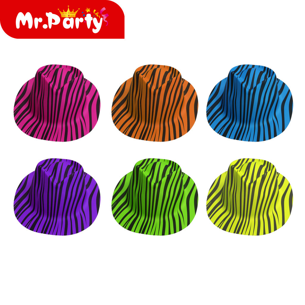 Sombrero con estampado de cebra fluorescente (12paquetes)