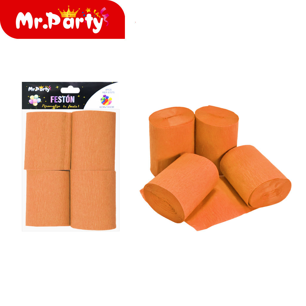 Rollo de papel arrugado de color solido 100 cm x 6 cm 4 piez (12paquetes)