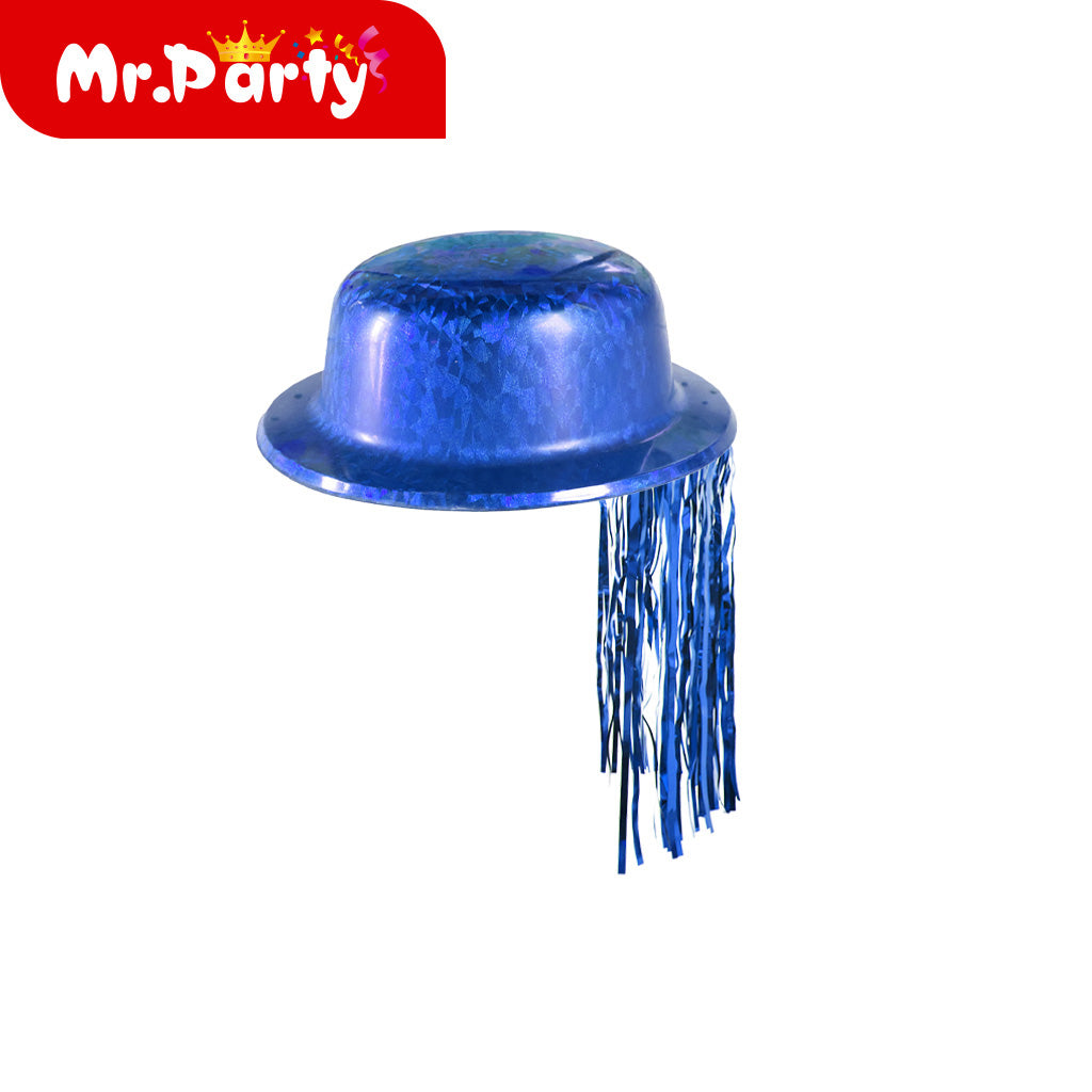 🎩 Sombreros de Fiesta Glitter/Neón/Metalizados ✨ Top Hat y Bombín con Flecos (Varios Colores)