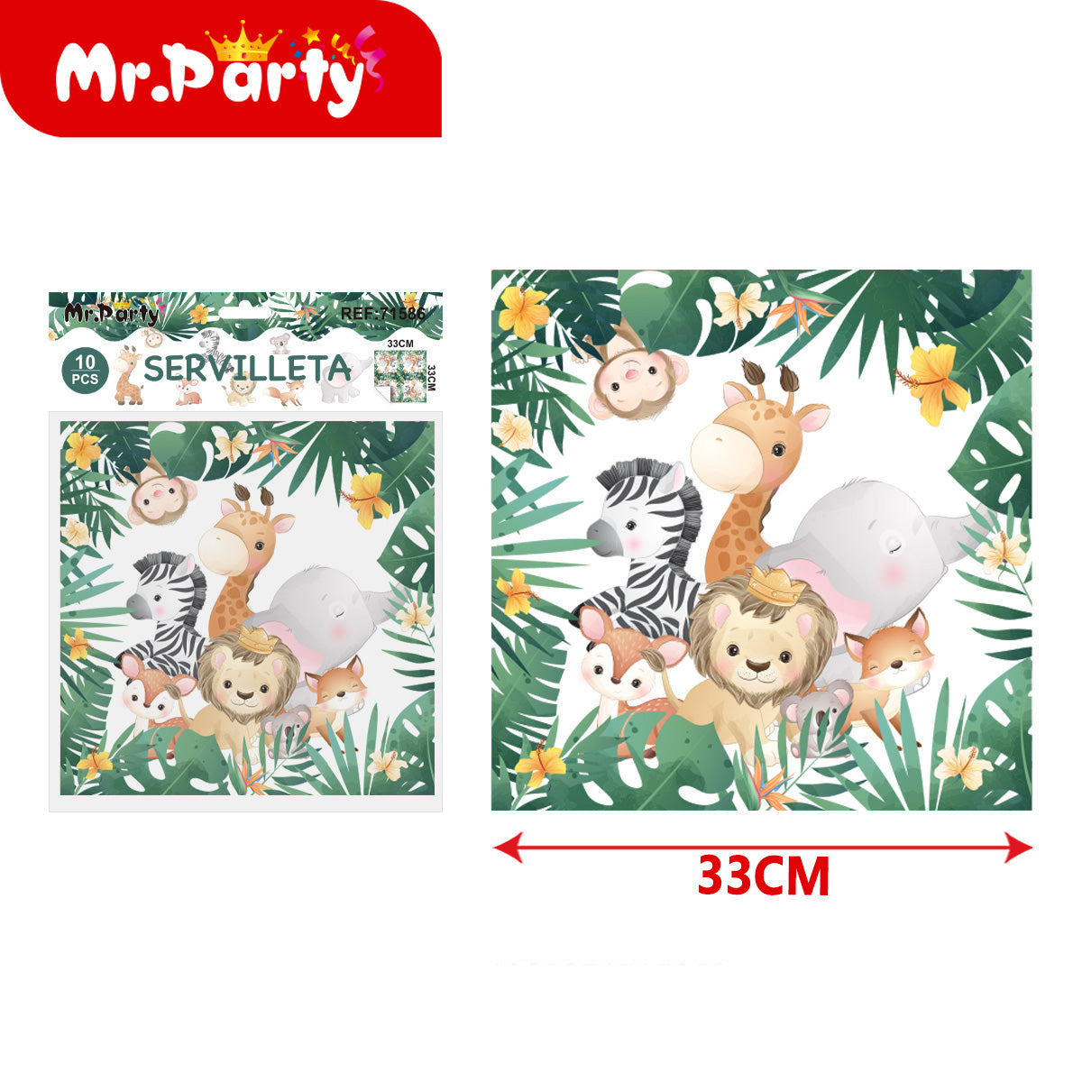 Decoración de fiesta selva safari con variantes para mesa y ambientación de cumpleaños infantil