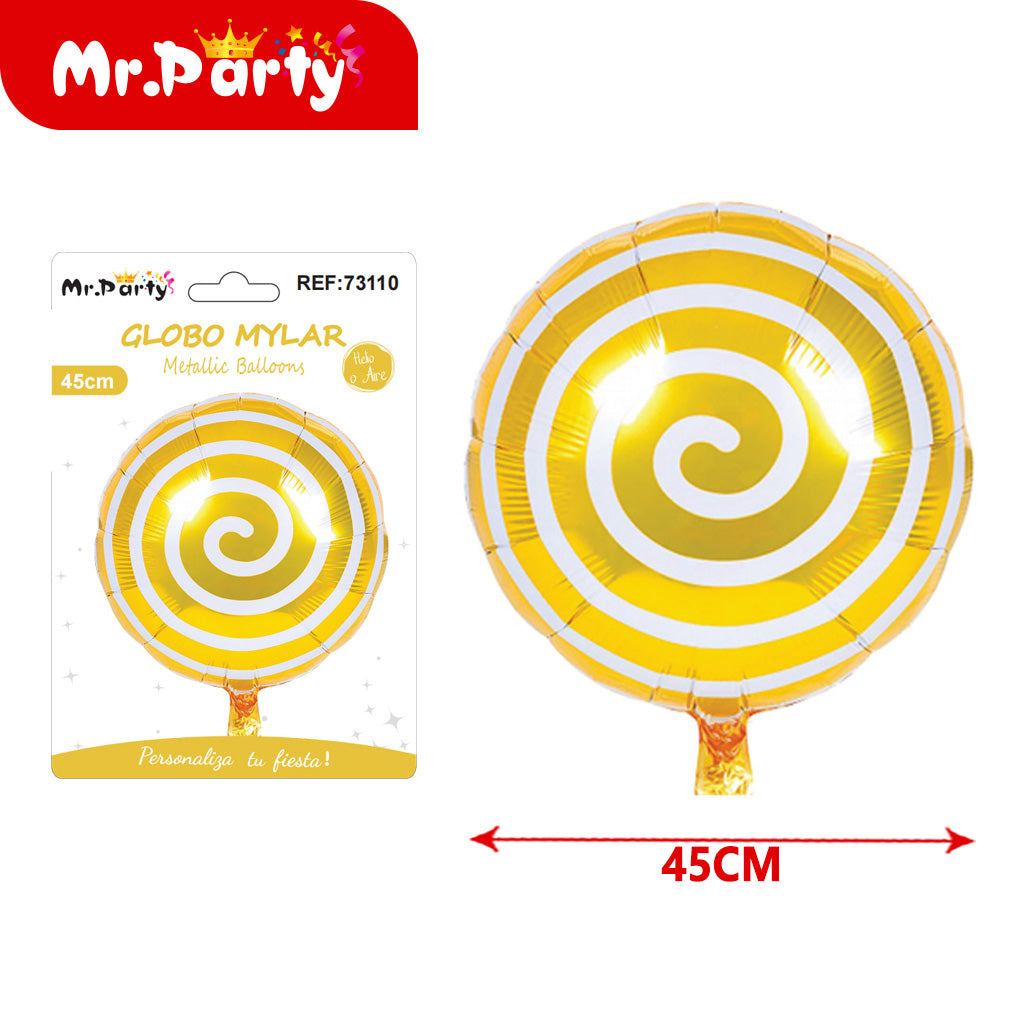 Globo Mylar Balón & Paleta 45 cm –Mayoreo 12 pzas - Deportes y Dulces para tu Fiesta