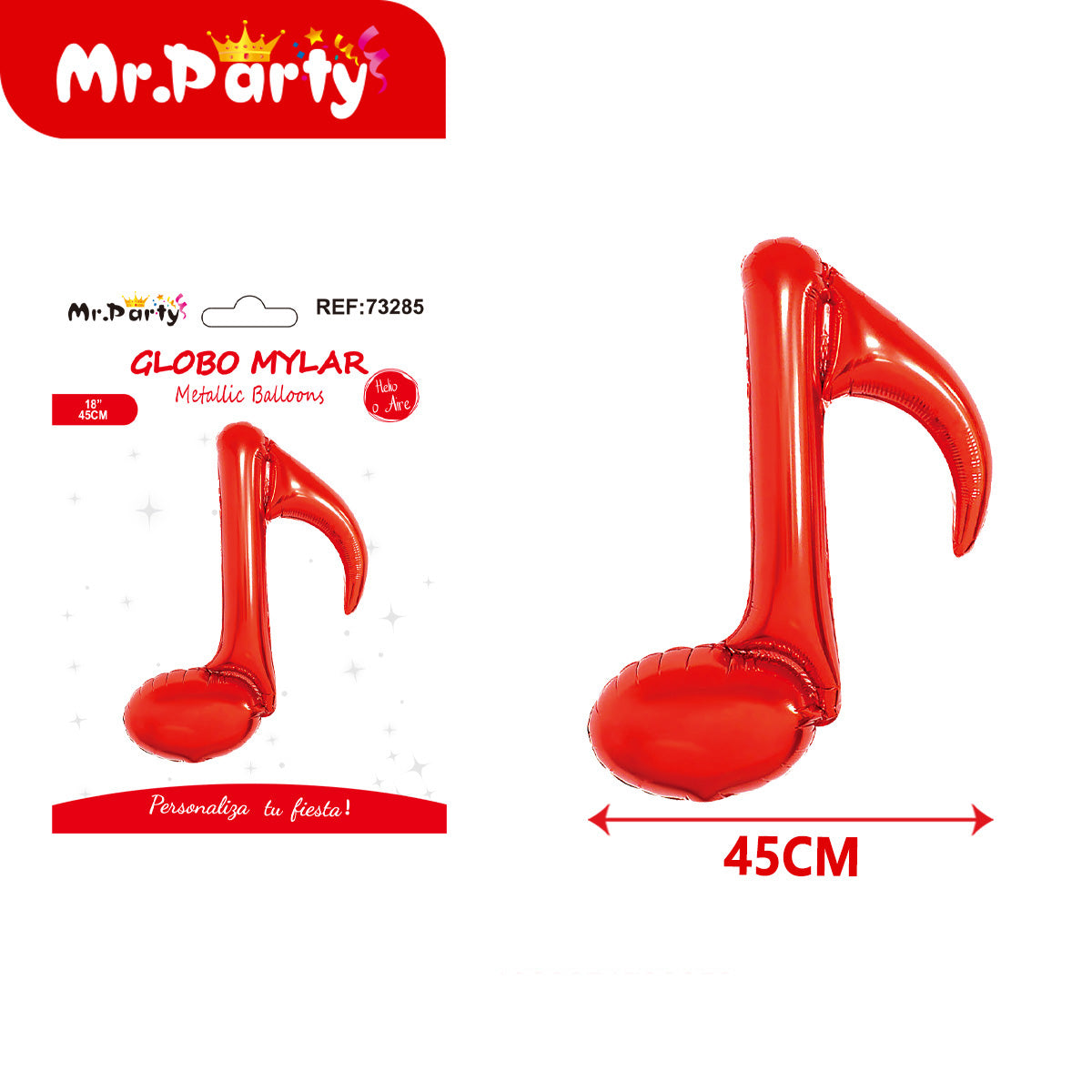 🎵 Globo Mylar Musical & Karaoke 45cm – Notas y Micrófono para Fiestas