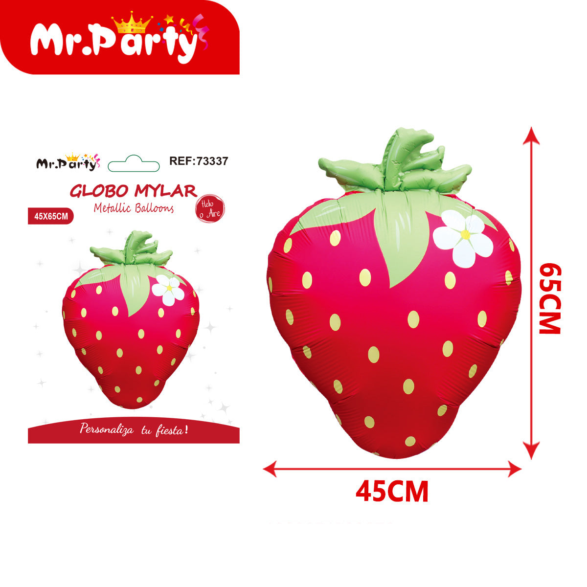 🍓🍉 Globos Mylar Frutas Fresa & Sandía 45–65 cm – Fiesta Tropical Mr. Party 🌴
