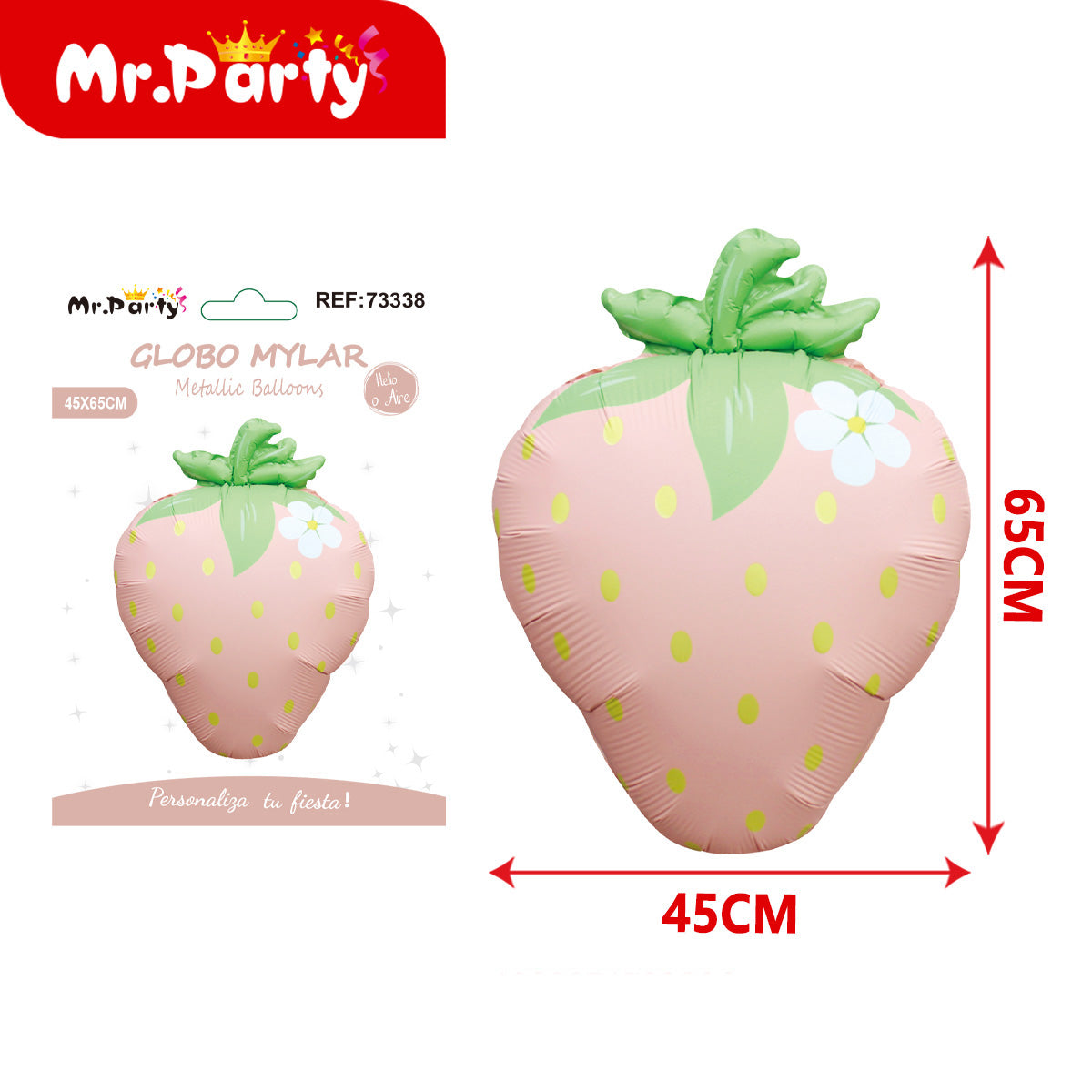 🍓🍉 Globos Mylar Frutas Fresa & Sandía 45–65 cm – Fiesta Tropical Mr. Party 🌴