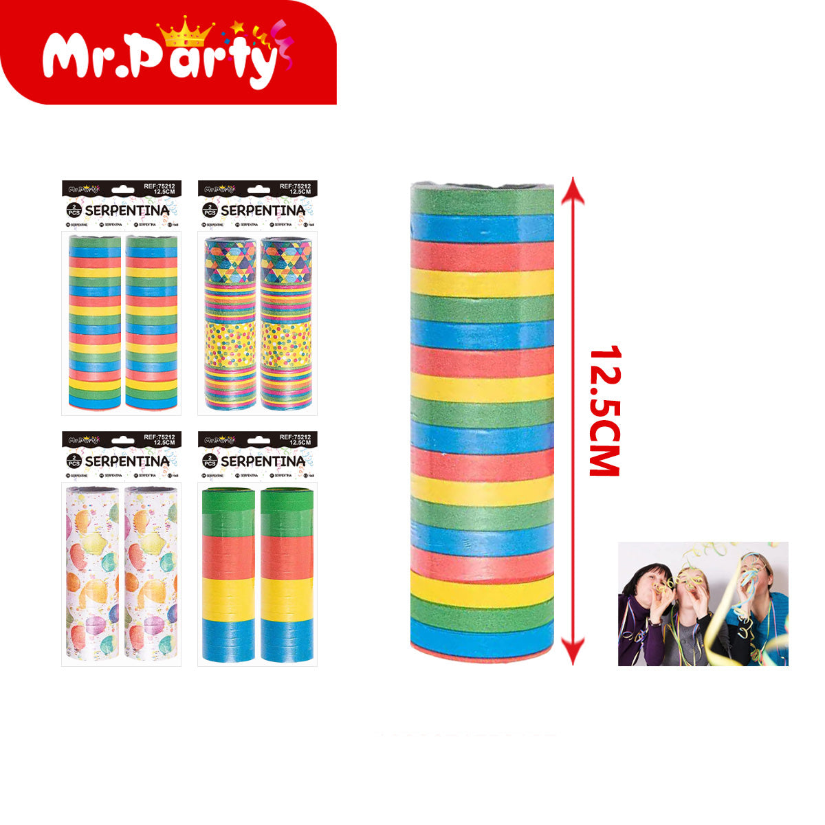 Serpentina Metalizada 12.5 cm (2 pzas) | Mr. Party