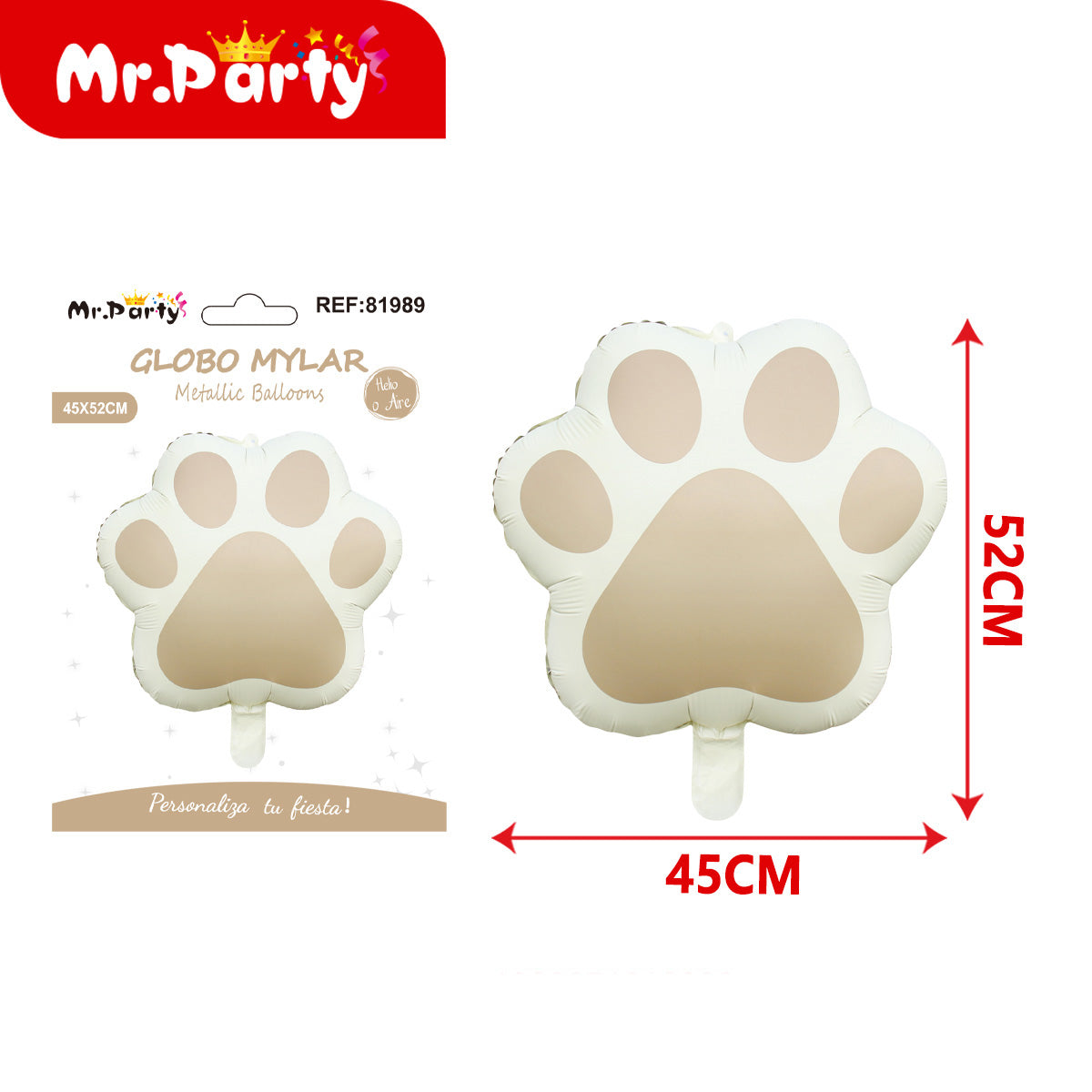 Globo Mylar Metalizado Gigante Amor | Nube, Huellita y Osito Love 🐾☁️🧸✨