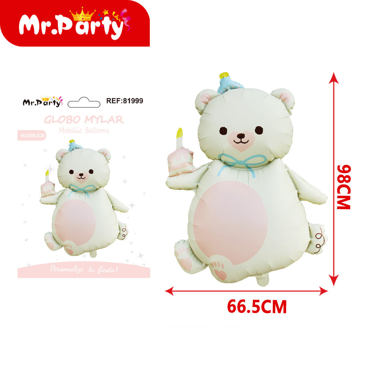 🎈🐻✨ Globo Mylar Gigante de Animalitos Kawaii | Osito, Gatito y León | Decoración Baby Shower y Cumpleaños