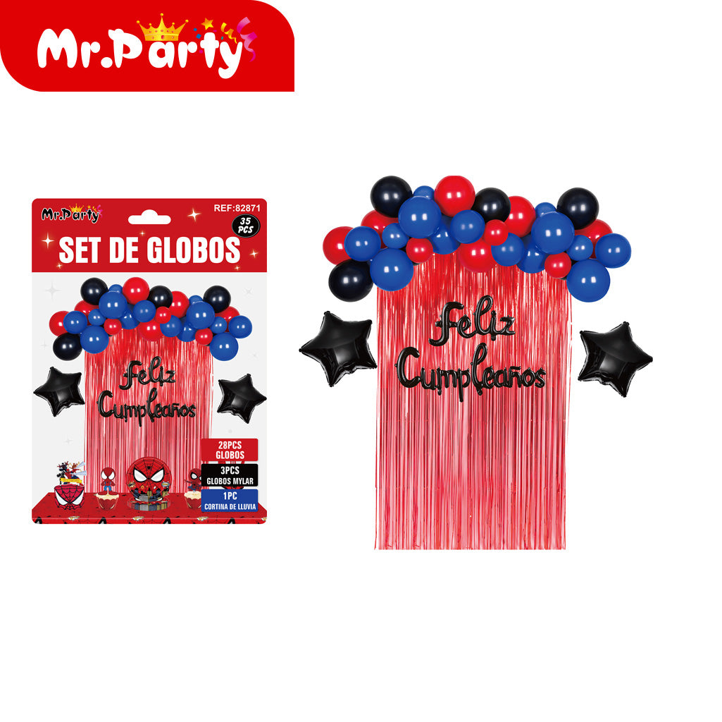 Set de globos de lluvia spider-man color (12paquetes)