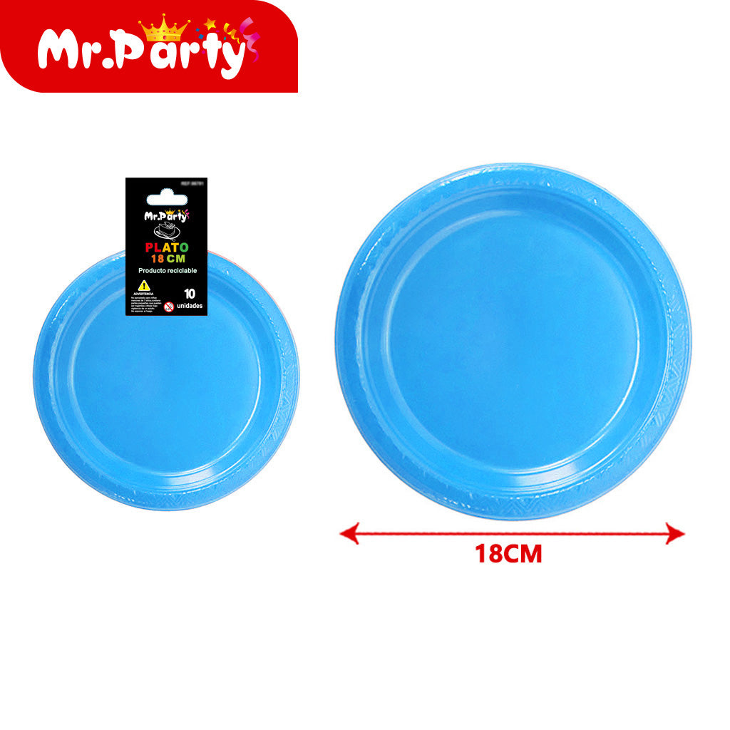Plato de plástico de 7 pulgadas 10 piezas azul claro (12paquetes)