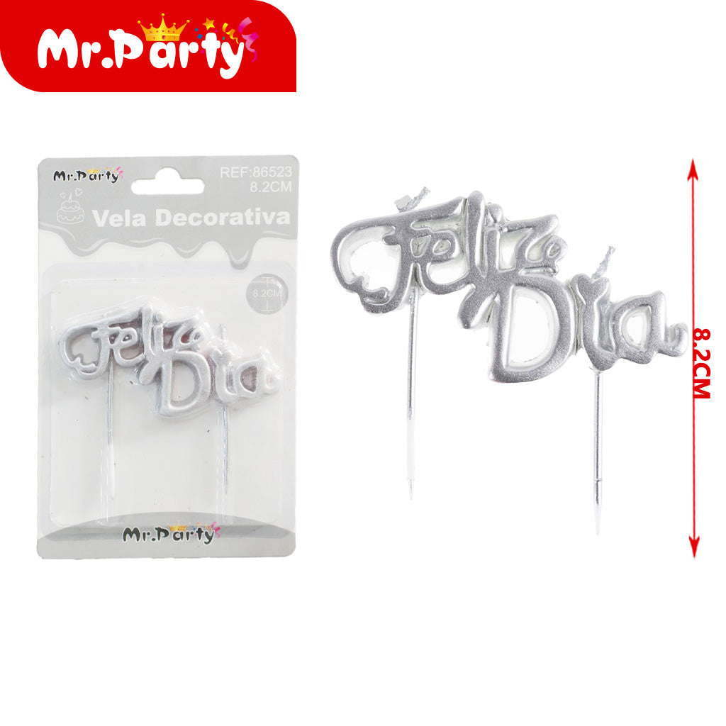 Vela Decorativa para Pastel (Letreros: “Feliz Cumpleaños”, “Mi Bautizo”, “Feliz Día”) ✨🎂