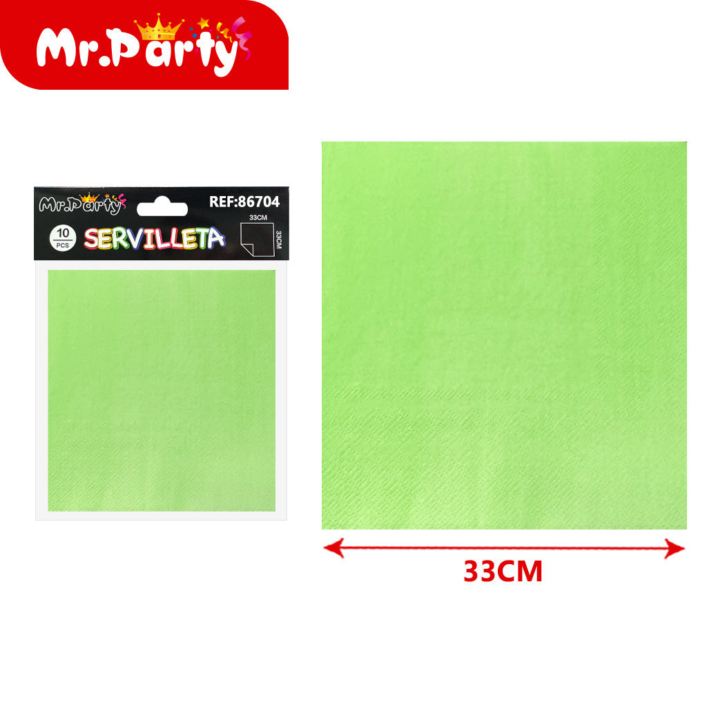 Servilletas de 10 piezas color verde fruta (12paquetes)