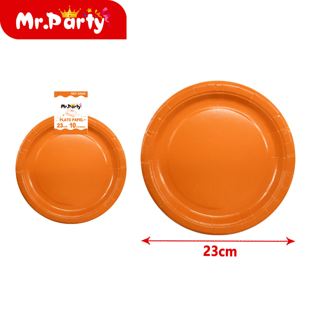 🍽️🎉 Platos de Papel 23 cm Lisos | Paq 10 pzas | Colores Surtidos- Mayoreo 12 pzas