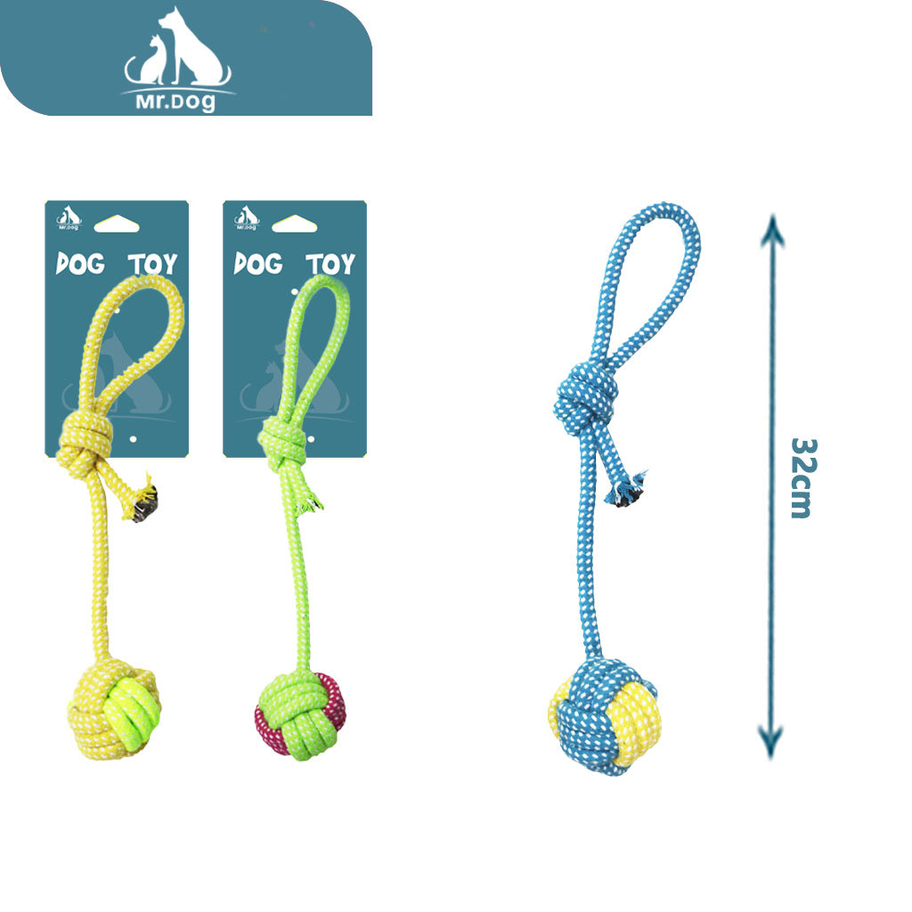 Juguete para mascota d009 bola colgante dos colores 32cm72g paq. con 12 pzas