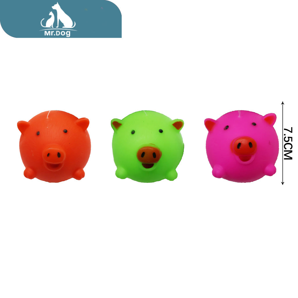 Juguete para mascota de cabeza de cerdo de 7,5 cm paq. con 12 pzas