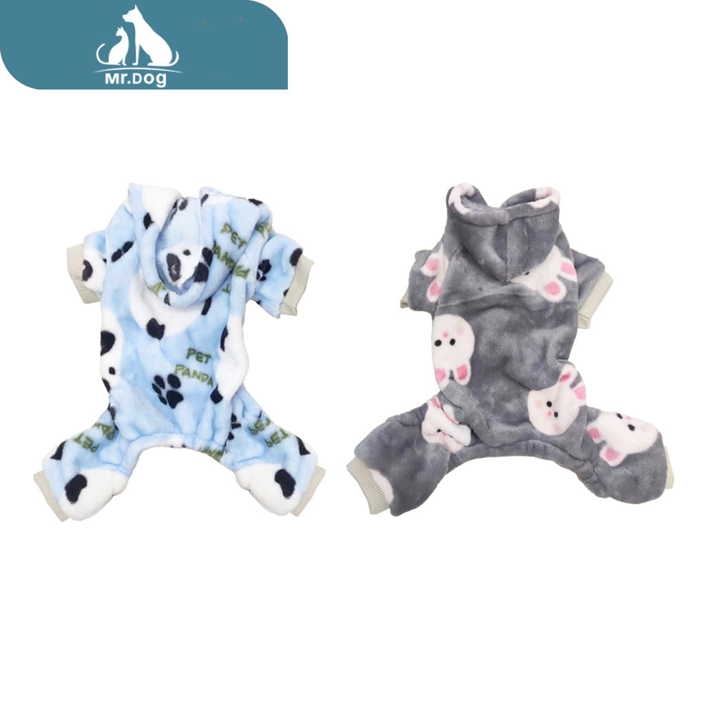 Ropa para mascota de franela de dibujos animados de cuatro patas s, m, l, xl (Precio por 1 Pieza)