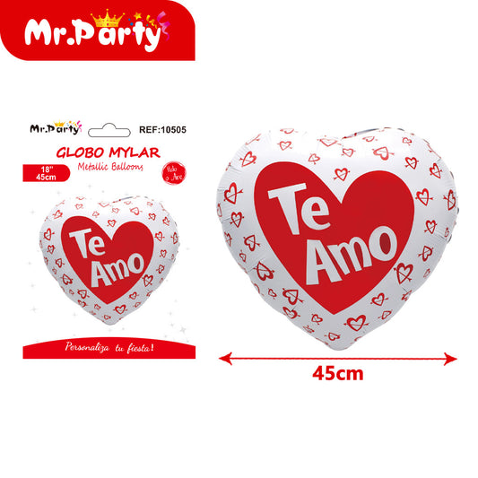 Globo de aluminio con forma de corazón en español (12paquetes)