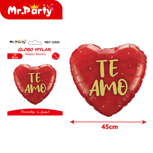 Globo de aluminio con forma de corazón en español (12paquetes)