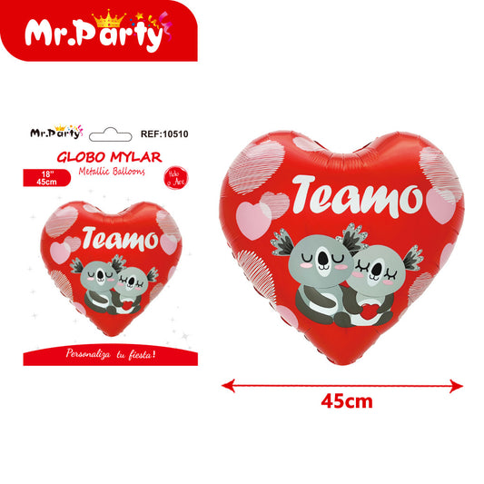 Globo de aluminio con forma de corazón en español (12paquetes)