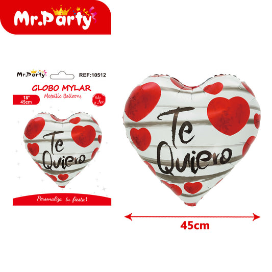 Globo de aluminio con forma de corazón en español (12paquetes)