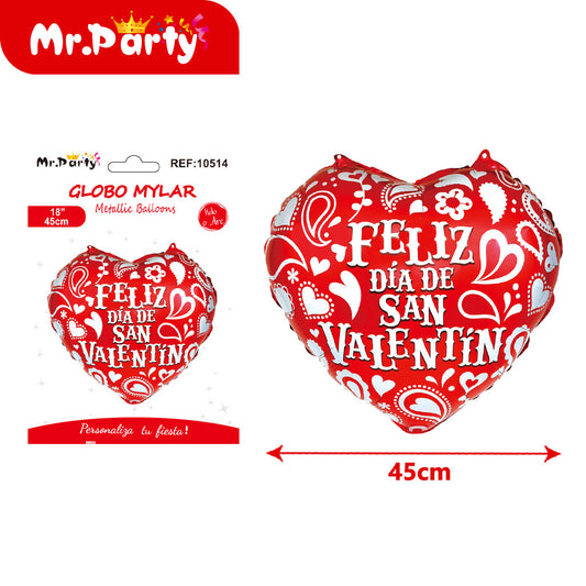 Globo de aluminio con forma de corazón en español (12paquetes)