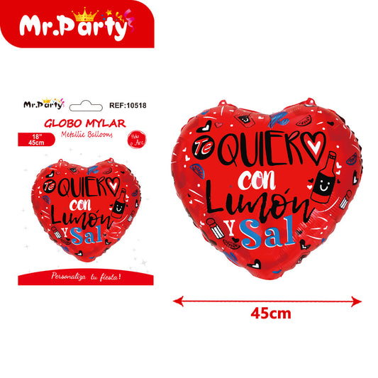 Globo de aluminio con forma de corazón en español (12paquetes)