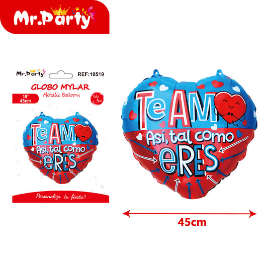 Globo de aluminio con forma de corazón en español (12paquetes)