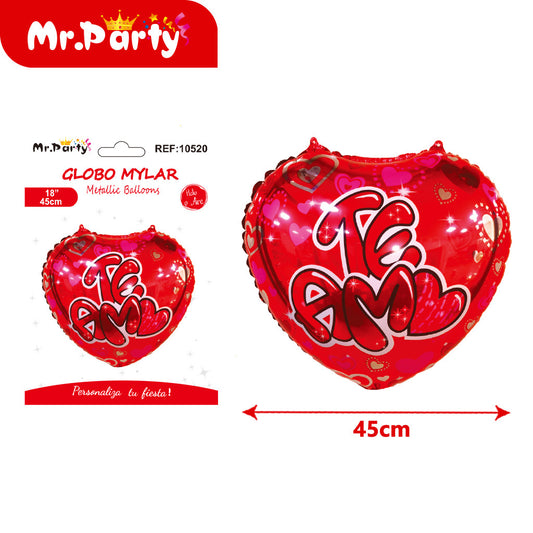 Globo de aluminio con forma de corazón en español (12paquetes)
