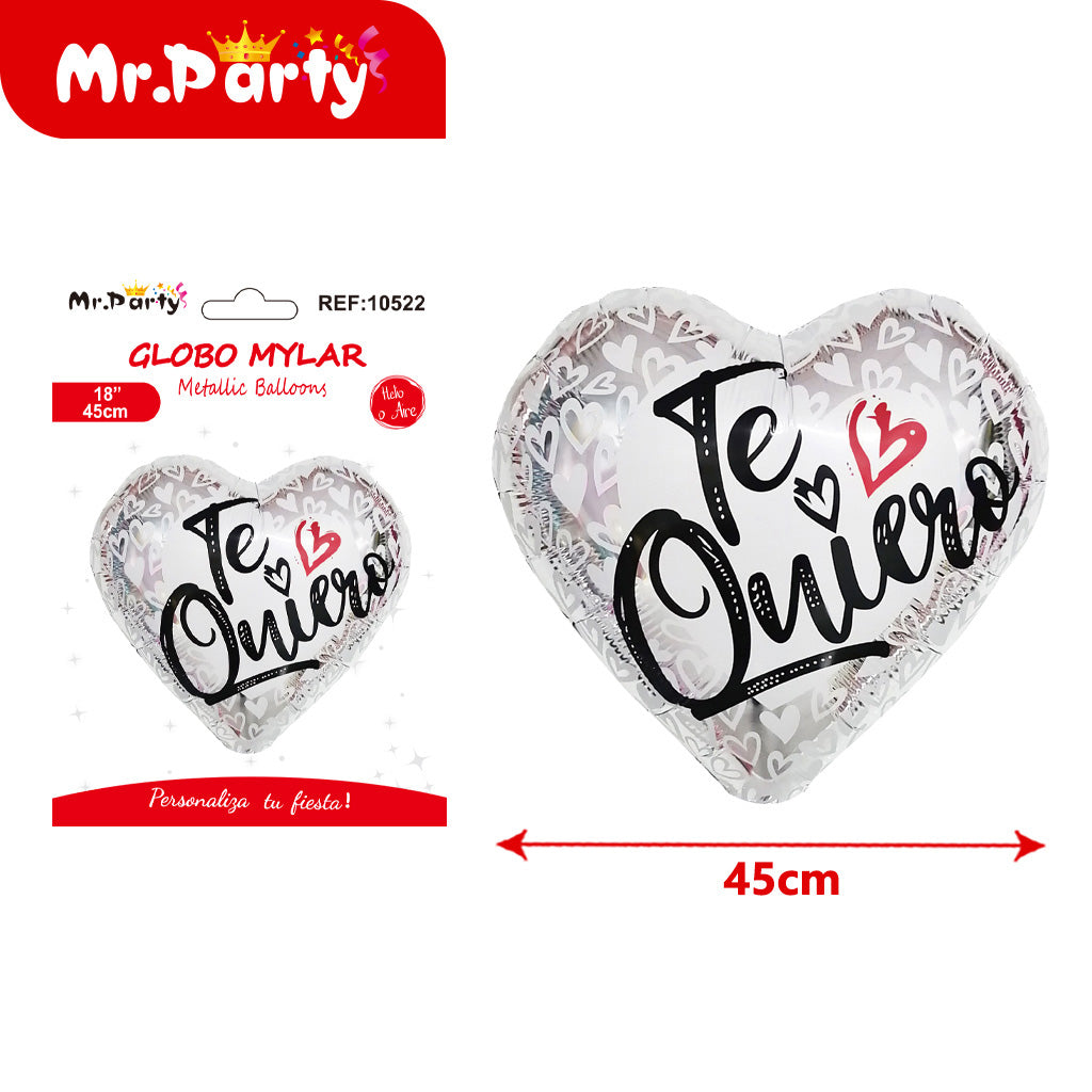 Globo de aluminio con forma de corazón en español (12paquetes)