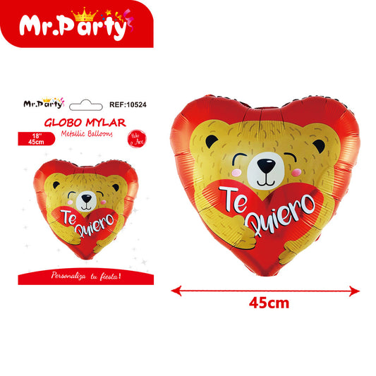 Globo de aluminio con forma de corazón en español (12paquetes)