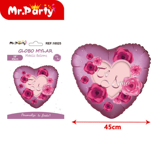 Globo de aluminio con forma de corazón en español (12paquetes)
