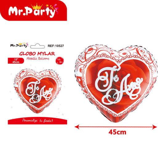 Globo de aluminio con forma de corazón en español (12paquetes)