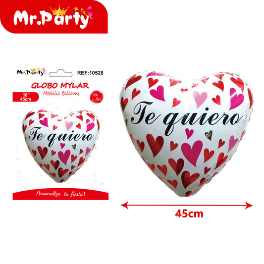 Globo de aluminio con forma de corazón en español (12paquetes)